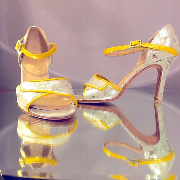 Real Tango shoes Aurora Lubiz silver yellow Hand Made in Buenos Aires 34 4 - Picture 3 of 10